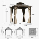 PURPLE LEAF Hardtop Gazebo Featuring Galvanized Steel Double Roof and Bronze Aluminum Frame with Curtains and Netting for Patio and Poolside