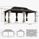 PURPLE LEAF Hardtop Gazebo Featuring Galvanized Steel Double Roof and Bronze Aluminum Frame with Curtains and Netting for Patio and Poolside
