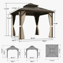 PURPLE LEAF Hardtop Gazebo Featuring Galvanized Steel Double Roof and Bronze Aluminum Frame with Curtains and Netting for Patio and Poolside