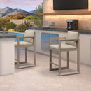 PURPLE LEAF Caesar Bar Stools Modern Aluminum Barstools with Stainless Removable Cushion for Kitchen Outside Island Backyard