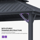 PURPLE LEAF Sunroom Hardtop Gazebo Solarium Grey Galvanized Steel Double Roof  All-Weather Aluminum Outdoor Screen House