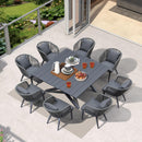 PURPLE LEAF Patio Dining Sets with Aluminum Frame Table & Handwoven Wicker Chairs Grey