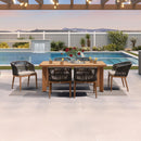 PURPLE LEAF Patio Dining Set with Sunbrella Fabric Cushions and Aluminum Table All-Weather Wicker Patio Table Set for Deck
