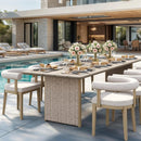 PURPLE LEAF Provence Patio Dining Set Luxury Modern Conversation Set Aluminum Large Rectangle Dining Table and Chairs with Olefin Cushion Outdoor Furniture Set for Garden Porch Deck Backyard