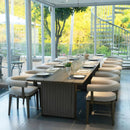 PURPLE LEAF Provence Patio Dining Set Luxury Modern Conversation Set Aluminum Large Rectangle Dining Table and Chairs with Olefin Cushion Outdoor Furniture Set for Garden Porch Deck Backyard