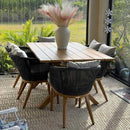 PURPLE LEAF Teak Patio Dining Set with Cushions and Pillow All-Weather Wicker Patio Table Set for Garden, Deck, and Yard
