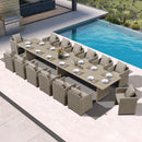 PURPLE LEAF Sanori Patio Dining Set Modern Large Weather-Resistant Table and Aluminum Chairs with Cushions for Garden Beige