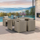 PURPLE LEAF Sanori Patio Dining Set Modern Large Weather-Resistant Table and Aluminum Chairs with Cushions for Garden Beige