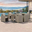 PURPLE LEAF Sanori Patio Dining Set Modern Large Weather-Resistant Table and Aluminum Chairs with Cushions for Garden Beige