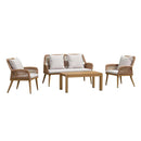 PURPLE LEAF Rivra 4-Piece Patio Conversation Set with Wicker Chairs and Thick Sofa Cushions for Garden