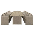 PURPLE LEAF Sanori Patio Dining Set Modern Large Weather-Resistant Table and Aluminum Chairs with Cushions for Garden Beige