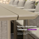 PURPLE LEAF Sanori Patio Dining Set Modern Large Weather-Resistant Table and Aluminum Chairs with Cushions for Garden Beige