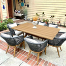 PURPLE LEAF Teak Patio Dining Set with Cushions and Pillow All-Weather Wicker Patio Table Set for Garden, Deck, and Yard