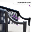 PURPLE LEAF Outdoor Dining Set All Weather Wicker Patio Dining Set with Rectangular Aluminum Table and Modern Armrest Dining Chairs for Garden Deck Backyard Kitchen