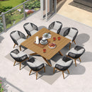 PURPLE LEAF Teak Patio Dining Set with Cushions and Pillow All-Weather Wicker Patio Table Set for Garden, Deck, and Yard
