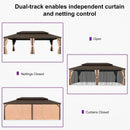 PURPLE LEAF Outdoor Hardtop Gazebo for Garden Bronze Double Roof Aluminum Frame Pavilion with Reinforcement Support Rod