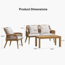PURPLE LEAF Rivra 4-Piece Patio Conversation Set with Wicker Chairs and Thick Sofa Cushions for Garden