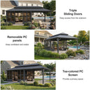 PURPLE LEAF Sunroom Hardtop Gazebo Solarium Grey Galvanized Steel Double Roof  All-Weather Aluminum Outdoor Screen House