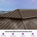 PURPLE LEAF Outdoor Hardtop Gazebo for Garden Bronze Double Roof Aluminum Frame Pavilion with Reinforcement Support Rod