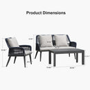PURPLE LEAF Rivra 4-Piece Patio Conversation Set with Wicker Chairs and Thick Sofa Cushions for Garden