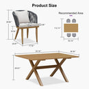 PURPLE LEAF Teak Patio Dining Set with Cushions and Pillow All-Weather Wicker Patio Table Set for Garden, Deck, and Yard