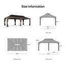 PURPLE LEAF Hardtop Gazebo for Patio Wood Grain Aluminum Frame Awning with Netting