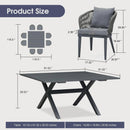 PURPLE LEAF Patio Dining Sets with Aluminum Frame Table & Handwoven Wicker Chairs Grey