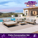PURPLE LEAF Sicilia L-Shaped Modular Outdoor Sectional with Oatmeal Greige Cushions Flexible Layout for Garden Poolside