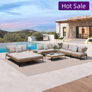 PURPLE LEAF Sicilia L-Shaped Modular Outdoor Sectional with Oatmeal Greige Cushions Flexible Layout for Garden Poolside