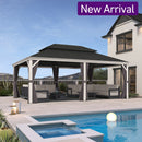 PURPLE LEAF White Gazebo for Modern Patio Double Galvanized Steel Roof Awning and Upgrade Curtain