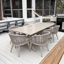 PURPLE LEAF Outdoor Dining Set All Weather Wicker Patio Dining Set with Rectangular Aluminum Table and Modern Armrest Dining Chairs for Garden Deck Backyard Kitchen