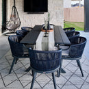 PURPLE LEAF Outdoor Dining Set All Weather Wicker Patio Dining Set with Rectangular Aluminum Table and Modern Armrest Dining Chairs for Garden Deck Backyard Kitchen