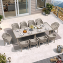 PURPLE LEAF Patio Dining Set with Sunbrella Fabric Cushions and Aluminum Table All-Weather Wicker Patio Table Set for Deck
