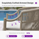 PURPLE LEAF Outdoor Dining Set All Weather Wicker Patio Dining Set with Rectangular Aluminum Table and Modern Armrest Dining Chairs for Garden Deck Backyard Kitchen