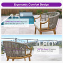 PURPLE LEAF Outdoor Dining Set All Weather Wicker Patio Dining Set with Rectangular Aluminum Table and Modern Armrest Dining Chairs for Garden Deck Backyard Kitchen