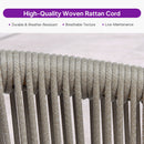 PURPLE LEAF Outdoor Dining Set All Weather Wicker Patio Dining Set with Rectangular Aluminum Table and Modern Armrest Dining Chairs for Garden Deck Backyard Kitchen