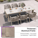 PURPLE LEAF Patio Dining Set with Sunbrella Fabric Cushions and Aluminum Table All-Weather Wicker Patio Table Set for Deck