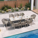 PURPLE LEAF Patio Dining Set with Sunbrella Fabric Cushions and Aluminum Table All-Weather Wicker Patio Table Set for Deck