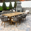PURPLE LEAF Outdoor Dining Set All Weather Wicker Patio Dining Set with Rectangular Aluminum Table and Modern Armrest Dining Chairs for Garden Deck Backyard Kitchen
