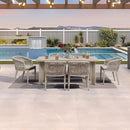 PURPLE LEAF Patio Dining Set with Sunbrella Fabric Cushions and Aluminum Table All-Weather Wicker Patio Table Set for Deck