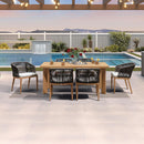 PURPLE LEAF Patio Dining Set with Sunbrella Fabric Cushions and Aluminum Table All-Weather Wicker Patio Table Set for Deck
