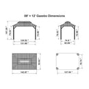PURPLE LEAF Grey Hardtop Gazebo with Heavy Duty Galvanized Steel Double Roof with Netting and Curtains