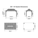 PURPLE LEAF Grey Hardtop Gazebo with Heavy Duty Galvanized Steel Double Roof with Netting and Curtains