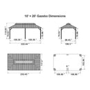 PURPLE LEAF Grey Hardtop Gazebo with Heavy Duty Galvanized Steel Double Roof with Netting and Curtains