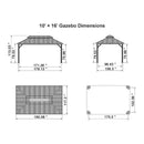 PURPLE LEAF Grey Hardtop Gazebo with Heavy Duty Galvanized Steel Double Roof with Netting and Curtains