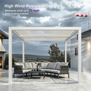 PURPLE LEAF Athena Louvered Pergola White Outdoor Aluminum Pergola with Strip Lights Adjustable Gazebo for Patio Deck Garden
