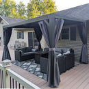 PURPLE LEAF Outdoor Adjustable Louvered Aluminum Pergola Metal Roof Hardtop Gazebo with Upgrade Curtain