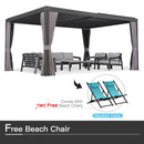 PURPLE LEAF Outdoor Adjustable Louvered Aluminum Pergola Metal Roof Hardtop Gazebo with Upgrade Curtain