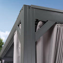 PURPLE LEAF Outdoor Adjustable Louvered Aluminum Pergola Metal Roof Hardtop Gazebo with Upgrade Curtain