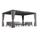 PURPLE LEAF Outdoor Adjustable Louvered Aluminum Pergola Metal Roof Hardtop Gazebo with Upgrade Curtain